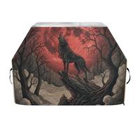 Copertura per griglia di Halloween con lupo e luna di sangue, impermeabile, resistente, resistente allo sbiadimento e ai raggi UV, con coulisse regolabile per polvere e vento