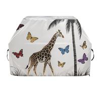 Copertura per griglia nera a forma di giraffa selvatica anime, 165 cm, impermeabile, resistente, resistente allo sbiadimento e ai raggi UV, con coulisse regolabile per polvere e vento