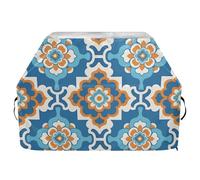 Copertura per griglia piatta con motivo geometrico alla moda per esterni, 165 cm, impermeabile, resistente, resistente allo sbiadimento e ai raggi UV, con coulisse regolabile per polvere e vento