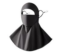 Copertura per il collo da uomo, protezione solare, anti-UV, cinghie per le orecchie regolabili, traspirante, lavabile, con foro per bere, per tennis, campo, lavoro, agricoltura, ciclismo, Nero , Refer