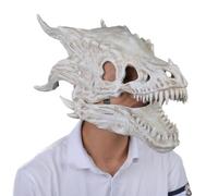 Copertura per il viso con teschio di drago - Maschera da scheletro in lattice, copricapo per costume horror completo, accessorio per feste di dinosauri | Maschera spettrale con osso di drago per la ce
