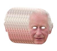 Copertura per il viso di re Carlo III, 26 cm, materiale morbido e resistente, realistico, senza cappello, costume divertente per feste di travestimento, amici, famiglia, eventi, confezione da 10