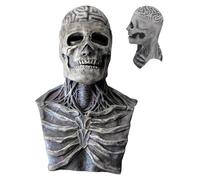 Copertura per il viso in lattice con scheletro - copricapo pieno di cranio umano, maschera di teschi di Halloween realistico, copertura completa di teschio, spaventosa per feste, maschera di Halloween