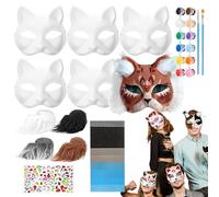 Copertura per il viso per festa di gatti - Costume da gatto, kit di artigianato con 6 copertine per il viso in | copertura per il viso per costume che può essere dipinto, attrezzatura per animali