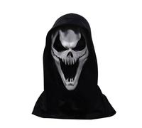 Copertura per il viso urlante | 45 cm Maschera facciale in costume fantasma | Scream Protezione del viso con i capelli | Maschera in lattice di Halloween per adulti | Maschera inquietante per il cospl