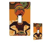Copertura per interruttore a levetta singola con placca da parete con donna africana interruttore a levetta singola piastra decorativa 1 gang copri interruttore a parete, dimensioni standard 11,4 x 7
