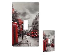 Copertura per interruttore a levetta singola rossa London Street Placca da parete interruttore a levetta singola piastra decorativa 1 gang copri interruttore a parete, dimensioni standard 11,4 x 7 cm