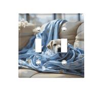 Copertura per interruttore della luce a 2 bande con cane avvolto nella coperta, piastre da parete a doppia levetta, copertura decorativa per interruttore della luce, piastra elettrica per camera da