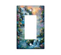 Copertura per interruttore della luce a bilanciere singolo a cascata, natura, realistica, rocce gigli, estate, blu, plastica, dimensioni standard, piatti decorativi da parete per casa, soggiorno