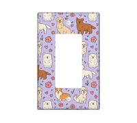 Copertura per interruttore della luce a bilanciere singolo a forma di cane, giocoso fantasioso fiore cuore viola plastica dimensioni standard piastra decorativa per la casa soggiorno camera da letto