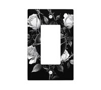 Copertura per interruttore della luce a bilanciere singolo a forma di cuore, gotico romantico, rose, spine di San Valentino, plastica nera, dimensioni standard, accenti per interruttore da parete, per