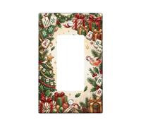 Copertura per interruttore della luce a bilanciere singolo a tema natalizio | Mahjong Tile Accents, Scatole regalo per le vacanze, Decorazione dell'albero sempreverde, Tema stagionale invernale