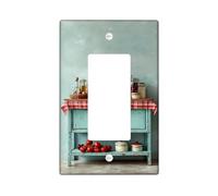 Copertura per interruttore della luce a bilanciere singolo, bottiglie di pomodori rustiche in plastica turchese estiva di dimensioni standard accenti da parete piastre per nuovo appartamento casa