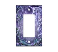 Copertura per interruttore della luce a bilanciere singolo con cavallo magico, fantasiosi fiori di luna nessuno viola plastica dimensioni standard accenti interruttori da parete piastre per nuovo