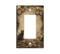 Copertura per interruttore della luce a bilanciere singolo con gatto | Simboli zodiacali occulti, Jack-o-lanterne intagliate, candele mistiche, decorazione domestica gotica