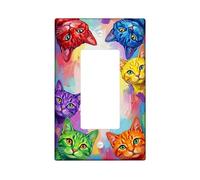 Copertura per interruttore della luce a bilanciere singolo, con volti colorati artistici giocosi nessuno multicolore in plastica di dimensioni standard piastra decorativa per nuovo appartamento casa