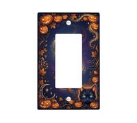 Copertura per interruttore della luce a bilanciere singolo con zucche di | Lanterne Jack-o'-incandescenti, Polvere di stelle vorticose, foglie autunnali che cadono, accenti celesti fantasiosi