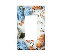 Copertura per interruttore della luce a bilanciere singolo da cucina a farfalla, elegante ortensia in chicchi di caffè primaverile blu in plastica di dimensioni standard, piatti decorativi da parete