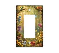 Copertura per interruttore della luce a bilanciere singolo, fantasia con farfalla e fiore primaverile, in plastica verde, dimensioni standard, decorazione per camera da letto, bagno, cucina, ingresso
