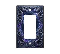 Copertura per interruttore della luce a bilanciere singolo, fantasia mistica, fulmini, tempesta, tempesta, in plastica nera, dimensioni standard, decorazione per camera da letto, bagno, cucina