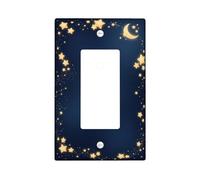 Copertura per interruttore della luce a bilanciere singolo, fantasioso moderno luna scintilla notte blu navy plastica dimensioni standard piastra interruttore decorativo per la casa soggiorno camera