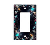 Copertura per interruttore della luce a bilanciere singolo, galassia moderna e stelle senza plastica nera, dimensioni standard, piatti decorativi da parete per soggiorno, camera da letto, casa