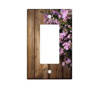 Copertura per interruttore della luce a bilanciere singolo, in legno naturale rustico, verde primaverile, viola, plastica, dimensioni standard, decorazione per casa, soggiorno, nuovo appartamento