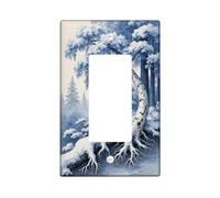 Copertura per interruttore della luce a bilanciere singolo, motivo albero con radici di neve e natura, in plastica blu invernale, dimensioni standard, piatti decorativi da parete per nuovo