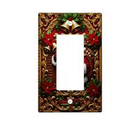 Copertura per interruttore della luce a bilanciere singolo, motivo Babbo Natale, con campane natalizie e stella di Natale, in plastica rossa, dimensioni standard, decorazione per camera da letto