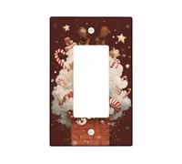 Copertura per interruttore della luce a bilanciere singolo, motivo Babbo Natale, Natale, canna di zucchero, plastica rossa, dimensioni standard, accenti da parete, per soggiorno, camera da letto, casa