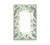 Copertura per interruttore della luce a bilanciere singolo, motivo con fiori vintage e foglie primaverili, in plastica verde, dimensioni standard, piatti decorativi da parete per casa, soggiorno