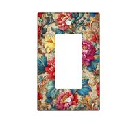 Copertura per interruttore della luce a bilanciere singolo, motivo floreale, barocco, foglia, spirale in plastica rossa, dimensioni standard, accenti da parete, per casa, soggiorno, camera da letto