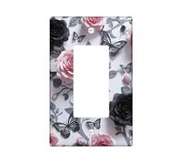 Copertura per interruttore della luce a bilanciere singolo, motivo floreale elegante farfalla foglia primavera pesca plastica dimensioni standard piastra decorativa per soggiorno camera da letto casa