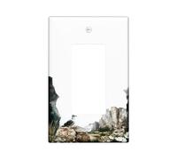 Copertura per interruttore della luce a bilanciere singolo, motivo gabbiano costiero, rocce realistiche, margherite, estate, verde, plastica, dimensioni standard, piatti decorativi da parete per casa