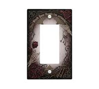 Copertura per interruttore della luce a bilanciere singolo, motivo gotico vintage con rosa, in plastica nera, dimensioni standard, per casa, soggiorno, nuovo appartamento, decorazione