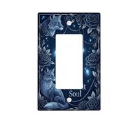 Copertura per interruttore della luce a bilanciere singolo, motivo lupo, gotico con rosa mistica, in plastica, dimensioni standard, piatti decorativi da parete per casa, soggiorno, camera da letto
