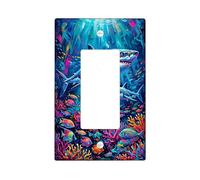 Copertura per interruttore della luce a bilanciere singolo, motivo squalo con pesci coralli vivaci marini estivi blu in plastica di dimensioni standard, decorazione per casa, soggiorno, camera da