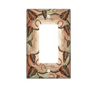 Copertura per interruttore della luce a bilanciere singolo, motivo teschio di toro, rustico, in plastica, con venature del legno, tonalità terrose, dimensioni standard, piatti decorativi da parete per