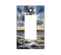 Copertura per interruttore della luce a bilanciere singolo, motivo uccelli e nuvole panoramiche oceano estate blu plastica dimensioni standard decorativi da parete per casa, soggiorno, camera da letto