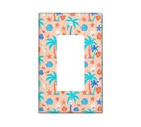 Copertura per interruttore della luce a bilanciere singolo, palme, conchiglie tropicali, spiaggia, stella marina, estate, pesca, plastica, accenti di dimensioni standard, piastre per interruttore da