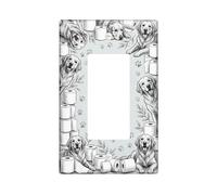 Copertura per interruttore della luce a bilanciere singolo per bagno con cane, giocoso fantasioso carta igienica con impronte di zampe, nessuna plastica grigia, dimensioni standard, piastra decorativa