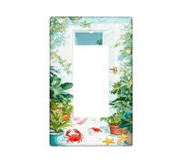 Copertura per interruttore della luce a bilanciere singolo, piante tropicali costiere marine marine estive in plastica verde dimensioni standard piatti decorativi da parete per soggiorno camera da