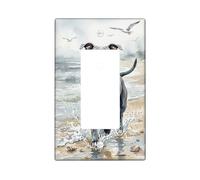 Copertura per interruttore della luce a bilanciere singolo, realistica natura onde spiaggia estate plastica grigia dimensioni standard piastra decorativa per casa soggiorno nuovo appartamento