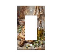 Copertura per interruttore della luce a bilanciere singolo, rustico, artistico, olio d'oliva, foglie di ulivo, nessuna plastica marrone, dimensioni standard, accenti da parete, per soggiorno, camera