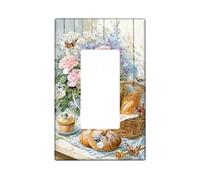 Copertura per interruttore della luce a bilanciere singolo, rustico, vintage, farfalle, pani, primavera, pesca pastello, plastica, accenti di dimensioni standard, piastre per interruttore da parete