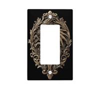 Copertura per interruttore della luce a bilanciere singolo, stile barocco vintage floreale ornato in plastica dorata, dimensioni standard, accenti da parete, per soggiorno, camera da letto, casa