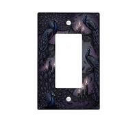 Copertura per interruttore della luce a bilanciere singolo, stile gotico elegante con piuma di candela, Halloween, plastica nera, dimensioni standard, piastra decorativa per casa, soggiorno, camera da
