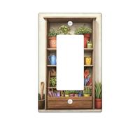 Copertura per interruttore della luce a bilanciere singolo, strumenti rustici per piante naturali, in plastica verde primaverile, accenti di dimensioni standard, piastre per interruttore da parete per