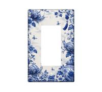 Copertura per interruttore della luce a bilanciere singolo, tradizionale ed elegante farfalla fiore nessuna plastica blu dimensioni standard piastra decorativa per casa soggiorno nuovo appartamento