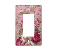 Copertura per interruttore della luce a bilanciere singolo, vintage, romantico, fiore, peonia, primavera, pesca, plastica, dimensioni standard, piastra decorativa per nuovo appartamento, casa, camera